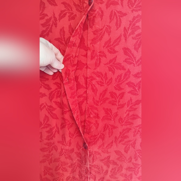 Coldwater Creek Red Tunic Shirt Red Leaf Print Small Missing buttons Lagenlook - Picture 5 of 10